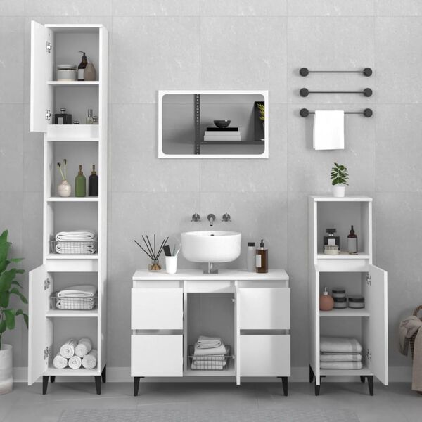 vidaXL Mobile Lavabo Bianco 80x33x60 cm in Legno Multistrato
