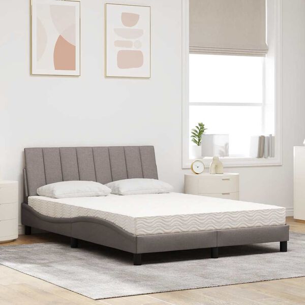 vidaXL Letto con Materasso Hanko Tortora 140x190 cm in Tessuto