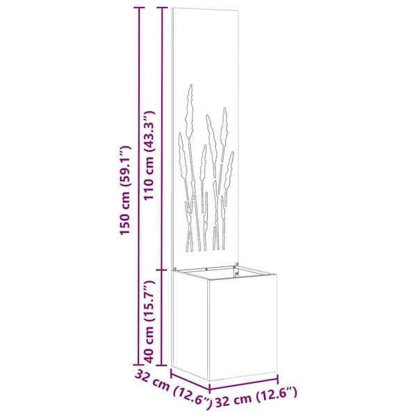vidaXL Schermo per privacy in giardino Traforo Ruggine 32 x 140 cm