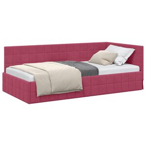 vidaXL Cornice del letto ad angolo Rosso Vino 90 cm x 190 cm Velluto