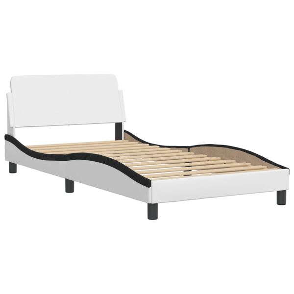 vidaXL Letto Viana con Materasso Bianco e Nero 100x200 cm in Similpelle