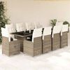 vidaXL Set Bistr&ograve; da Giardino 11 pz con Cuscini in Polyrattan Beige