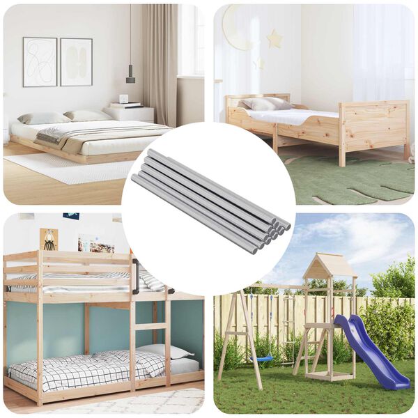 vidaXL Asta Filettata 12 pcs Argento 6 x 120 mm Acciaio