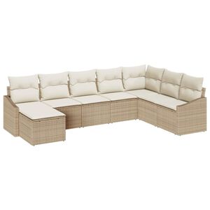 vidaXL Set Divano da Giardino 8 pcs Beige e Crema polyrattan