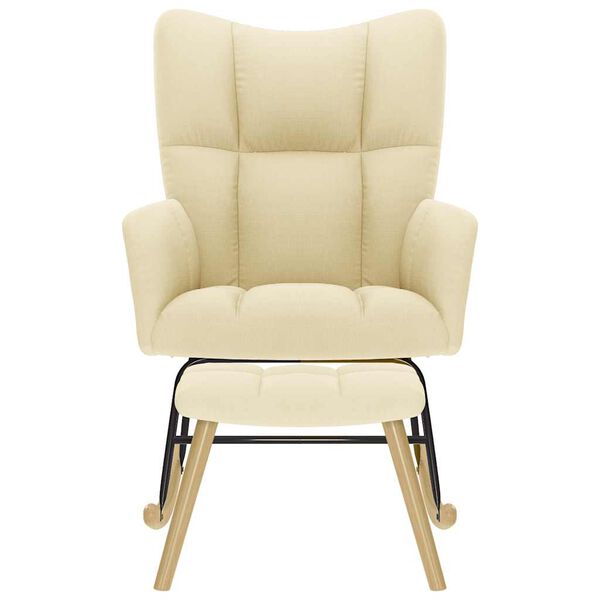 vidaXL Poltrona a Dondolo con poggiapiedi crema in Tessuto