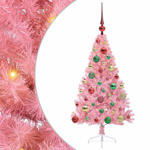 vidaXL Albero di Natale artificiale con luci integrate Rosa 120 cm PVC
