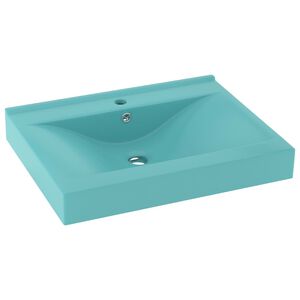 vidaXL Lavabo con Foro Rubinetto Verde Chiaro Opaco 60x46 cm Ceramica