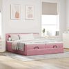 vidaXL Struttura Letto Pouf con Materassi Rosa 200x200 cm Velluto
