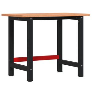 vidaXL Banco Lavoro 100x60x81,5 cm Legno Massello Faggio Rettangolare