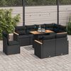 vidaXL Set Divani da Giardino 9 pz con Cuscini Nero Polyrattan Acacia