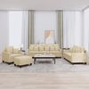 vidaXL Set Divani 4 pz con Cuscini Crema in Tessuto
