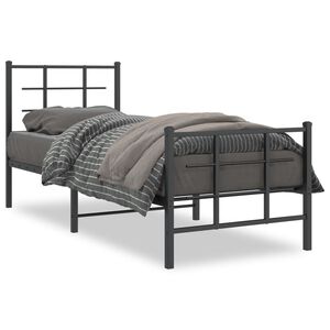 vidaXL Giroletto con Testiera e Pediera Metallo Nero 75x190 cm