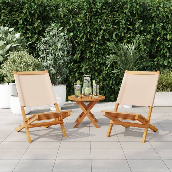 vidaXL Sedie da Giardino 2pz Beige Legno Massello di Acacia e Tessuto