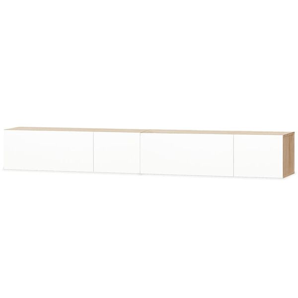vidaXL Mobili TV 2 pz Legno Multistrato 120x40x34 Bianco Lucido Rovere