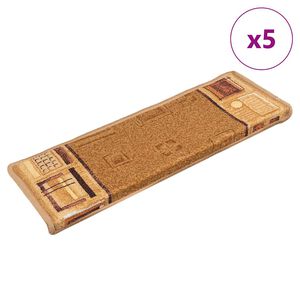 vidaXL Tappetini per Scale Autoadesivi 5 pz 65x21x4 cm Beige