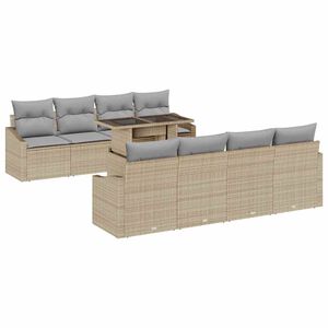vidaXL Set Divano da Giardino 9 pz Beige polyrattan
