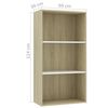 vidaXL Libreria 3 Ripiani Bianco Rovere Sonoma 60x30x114cm Multistrato