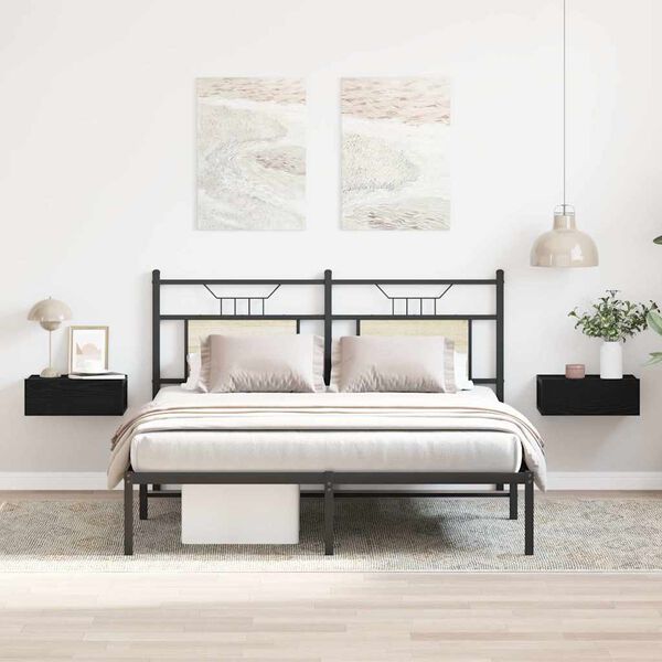 vidaXL Comodini sospesi 2 pz Rovere Nero 40x32x15 cm Legno ingegnerizzato