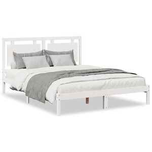 vidaXL Giroletto Extra Lungo senza Materasso Bianco 140x210cm Massello