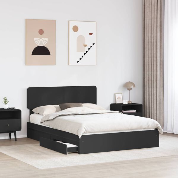 vidaXL Letto con Contenitore Nero 140 x 190 cm Legno multistrato
