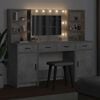 vidaXL Set da tavolo da trucco con LED con porta 3 pcs Grigio cemento