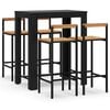 vidaXL Set Bar Giardino 5 pz Nero Polyrattan e Legno Massello Acacia