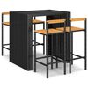 vidaXL Set Bar Giardino 5 pz Nero Polyrattan e Legno Massello Acacia