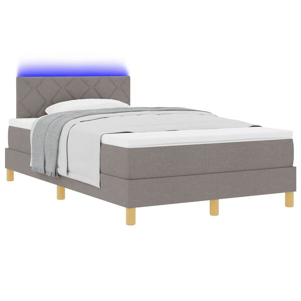 vidaXL Letto a Sorgente LED con materasso Talpa 120 x 190 cm Tessuto
