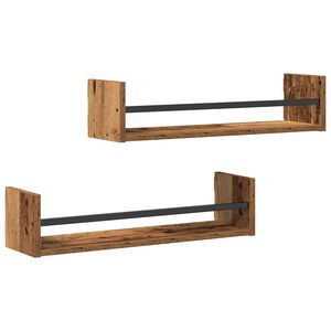 vidaXL Scaffale da parete 2 pcs Legno vecchio 60 x 16 x 14 cm
