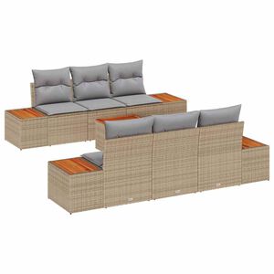 vidaXL Set Divano da Giardino con cuscino 7 pcs Beige Poly Rattan