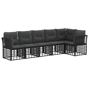 vidaXL Set Divano da Giardino 6 pcs Nero polyrattan