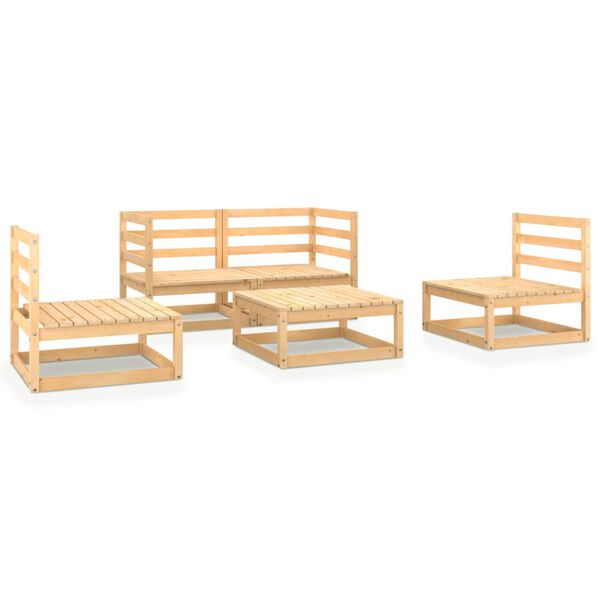 vidaXL Set Divani da Giardino 5 pz in Legno Massello di Pino