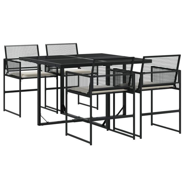 vidaXL Set da Pranzo da Giardino 5 pz Nero con Cuscini in Polyrattan