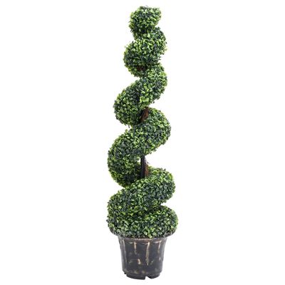 vidaXL Pianta di Bosso Artificiale a Spirale con Vaso Verde 117 cm
