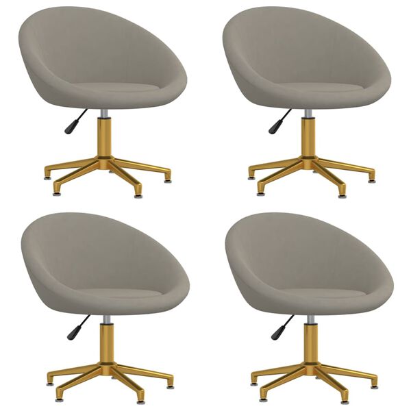 vidaXL Sedie da Pranzo 4 pz Grigio Chiaro in Velluto