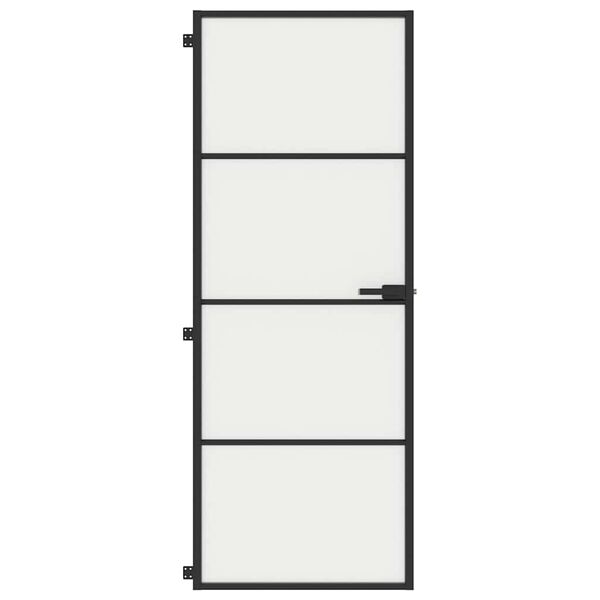 vidaXL Porta per Interni Nera 76x201,5cm Vetro Temperato e Alluminio