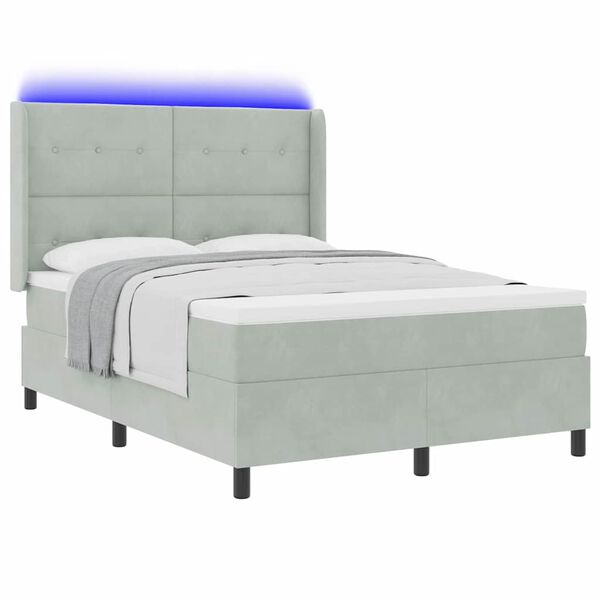 vidaXL Letto con Box Springs LED e Materasso Grigio chiaro