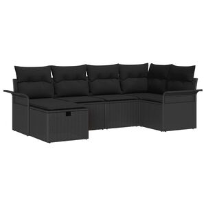 vidaXL Set Divano da Giardino con cuscino 6 pcs Nero polyrattan