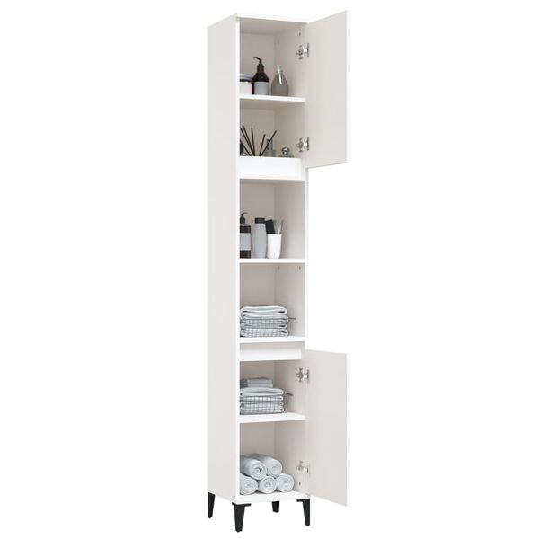 vidaXL Armadietto da Bagno Bianco 30x30x190 cm in Legno Multistrato
