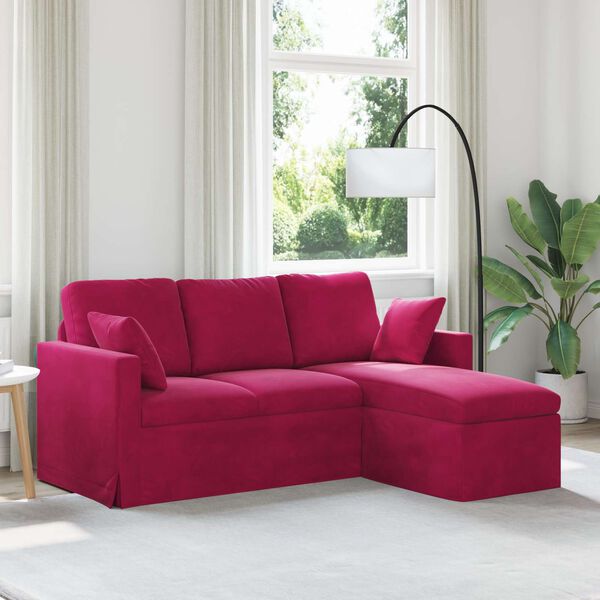 vidaXL Divano Rosso Vino 198 x 134 x 80 cm Velluto