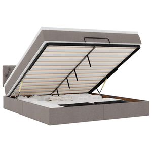 vidaXL Struttura Letto Pouf con Materasso Tortora 160x200cm in Tessuto