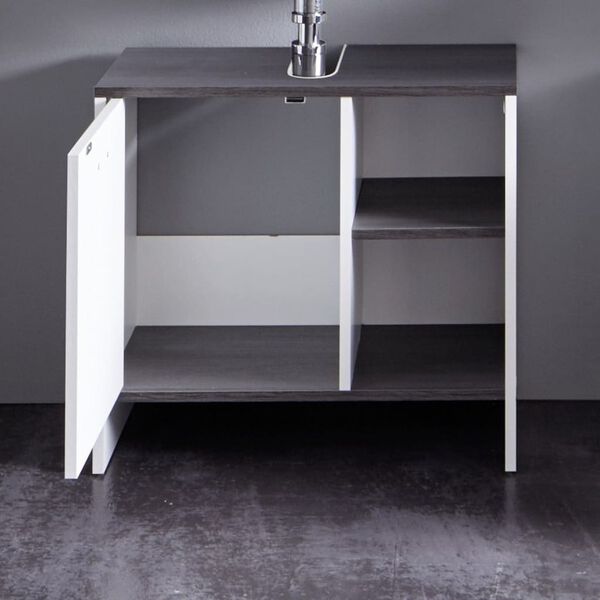 Trendteam Unit&agrave; Lavabo con 1 Ripiano SanDiego Bianco e Argento Fum&eacute;