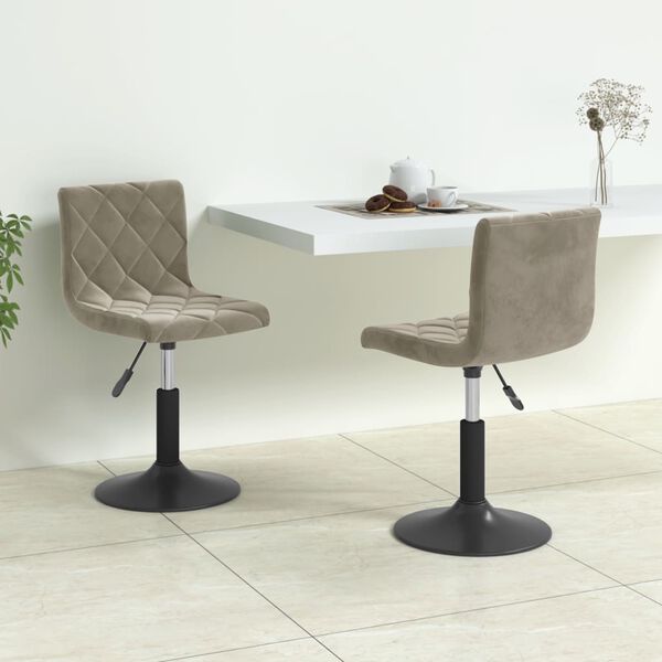 vidaXL Sedie da Pranzo Girevoli 2 pz Grigio Chiaro in Velluto
