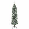 vidaXL Albero di Natale Artificiale Sottile Verde e Bianco 210 cm