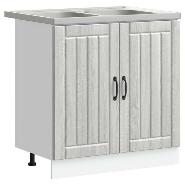 vidaXL Mobiletto per lavabo con porta Lucca 2 pcs Grigio Sonoma