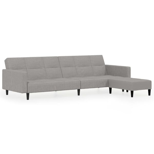 vidaXL Divano Letto a 2 Posti con Poggiapiedi Grigio Chiaro Microfibra