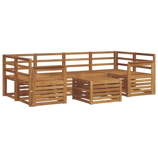 vidaXL Set divani 7 pcs Naturale Legno di Acacia Massello