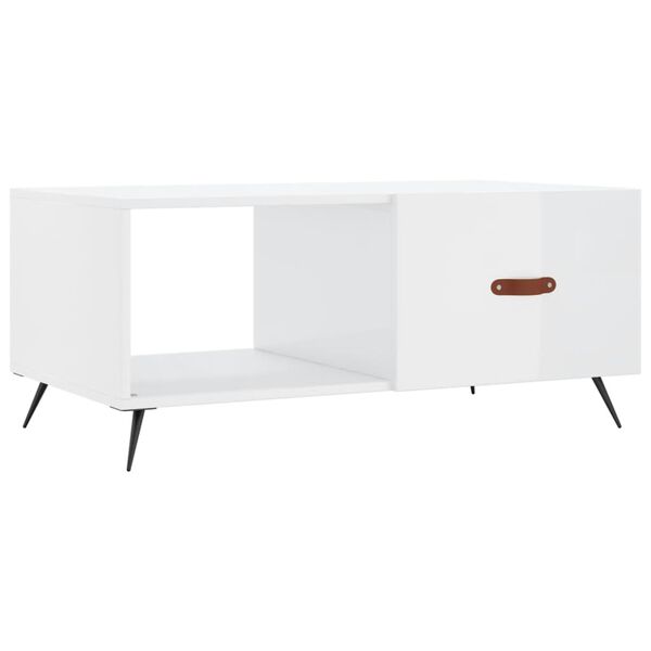 vidaXL Tavolino da Salotto Bianco Lucido 90x50x40 cm Legno Multistrato