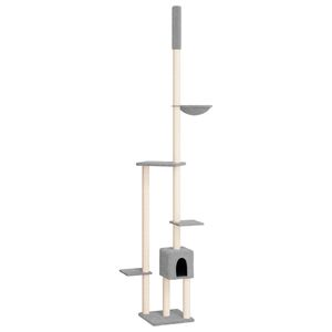 vidaXL Albero per Gatti Pavimento Soffitto Grigio Chiaro 258,5-284,5cm