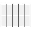 vidaXL Divisorio a 5 Pannelli Bianco 250x200 cm Tessuto